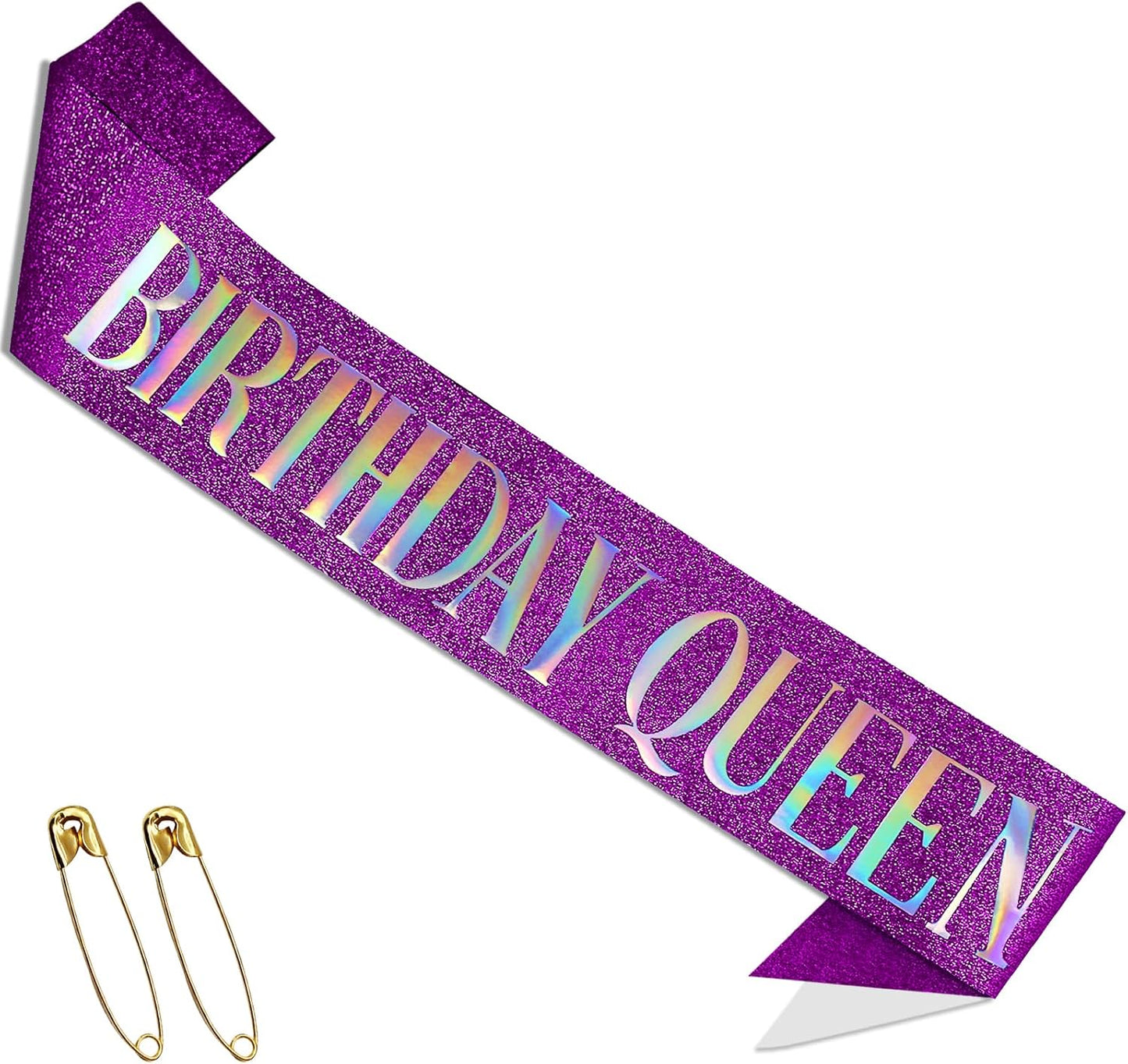 RUDONG M Birthday Queen Sash Glitter - Gold Birthday Sash for Women & Girls | Sweet 16/18th/21st/30th/40th/50th/60th/70th, All-Age Celebration Party Decor