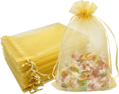 Jexila 120PCS Sheer Organza Bags 5X7 inches Mesh Drawstring Gift Bags Small for Jewelry Wedding Party Baby Shower Favor Bags (Rainbow )