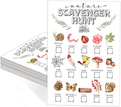 30Pcs Nature Scavenger Hunt Cards, Scavenger Hunt Cards Road Trip and Travel Activities, Spring Summer Holiday Party Supplies, Camping Games Outdoor Indoor Seek Activity-A03