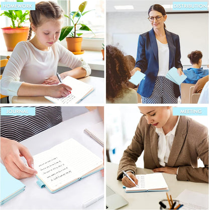 feela 6 Pack Pocket Small Notebooks Bulk, Mini Cute Memo Notepads Hardcover College Ruled Lined Journals with Pen Holder for Women Girls Office School, with 6 Black Pens, 3.5”x 5.5”, A6, Rose Pink