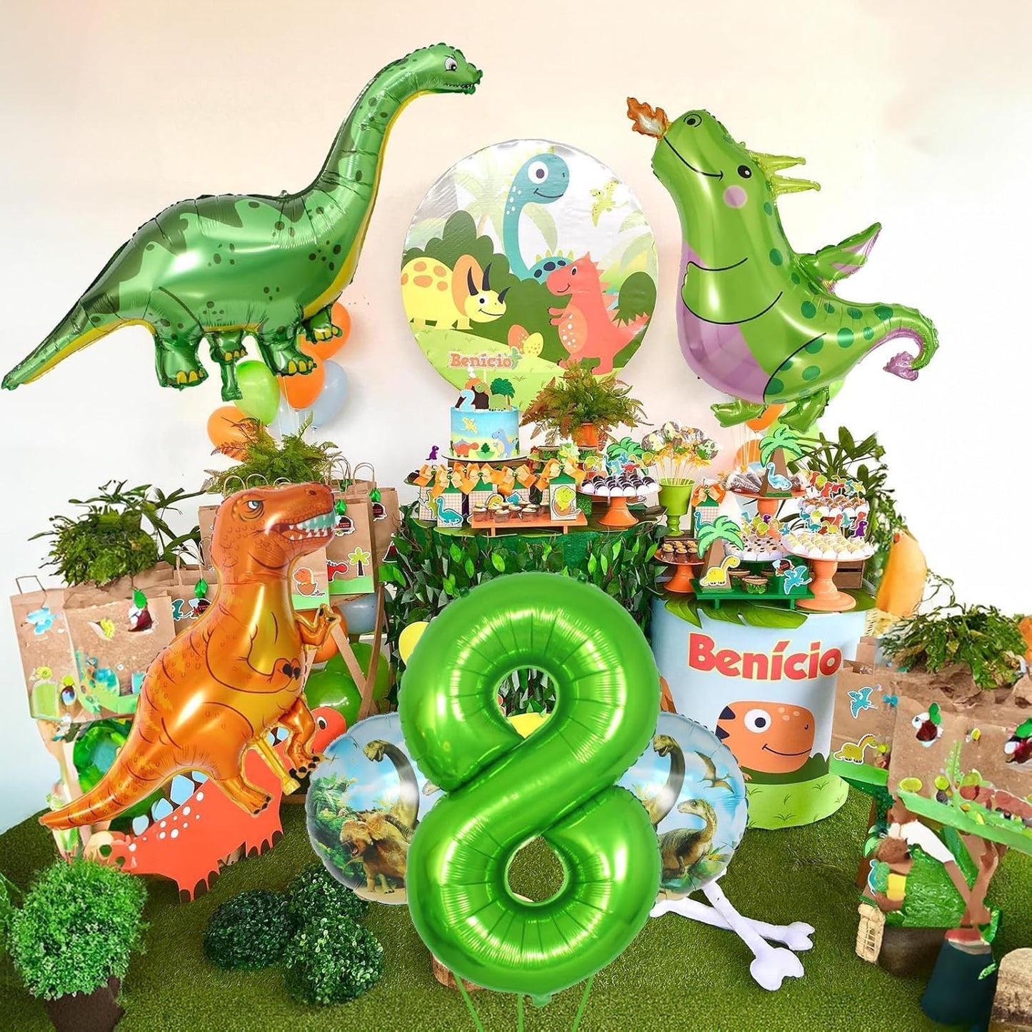 Dinosaur 5th Birthday Decorations, Dinosaur Birthday Party Decorations with Giant Inflatable Dinosaur Balloons 40 Inch Helium Foil Mylar Number 5 Balloons for Dinosaur Theme Birthday Party Decorations