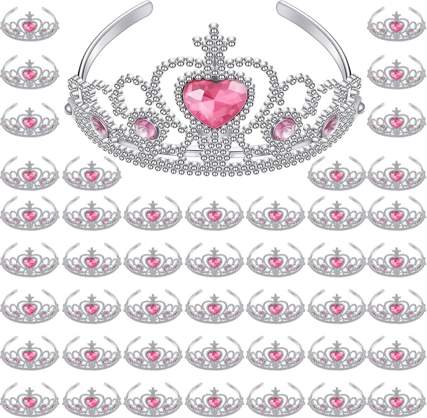 48 Pcs Tiara Crown Set Princess Dress up Costume Party Favor Girls Plastic Crown Birthday Supplies Cosplay Accessory