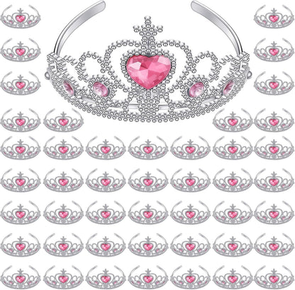 48 Pcs Tiara Crown Set Princess Dress up Costume Party Favor Girls Plastic Crown Birthday Supplies Cosplay Accessory