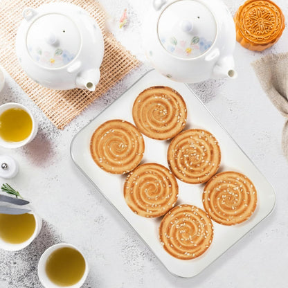 3 Pack Plastic Serving Trays for Party - Gold Serving Tray 8 x 11 Inch - Heavy Duty Dessert Trays for Food - Rectangular Party Serving Trays for Entertaining - Clear Cookie Platters