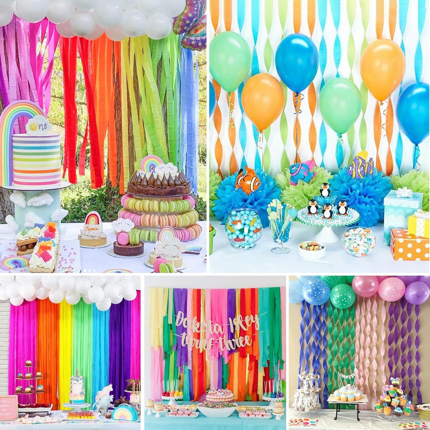 White Crepe Paper Streamers 4 Rolls 328ft, Pack of Party Streamers for Party Decorations, Crepe Paper for Birthday, Baby Shower, Wedding Party Decorations (1.8 Inch x 82 Ft/Roll)