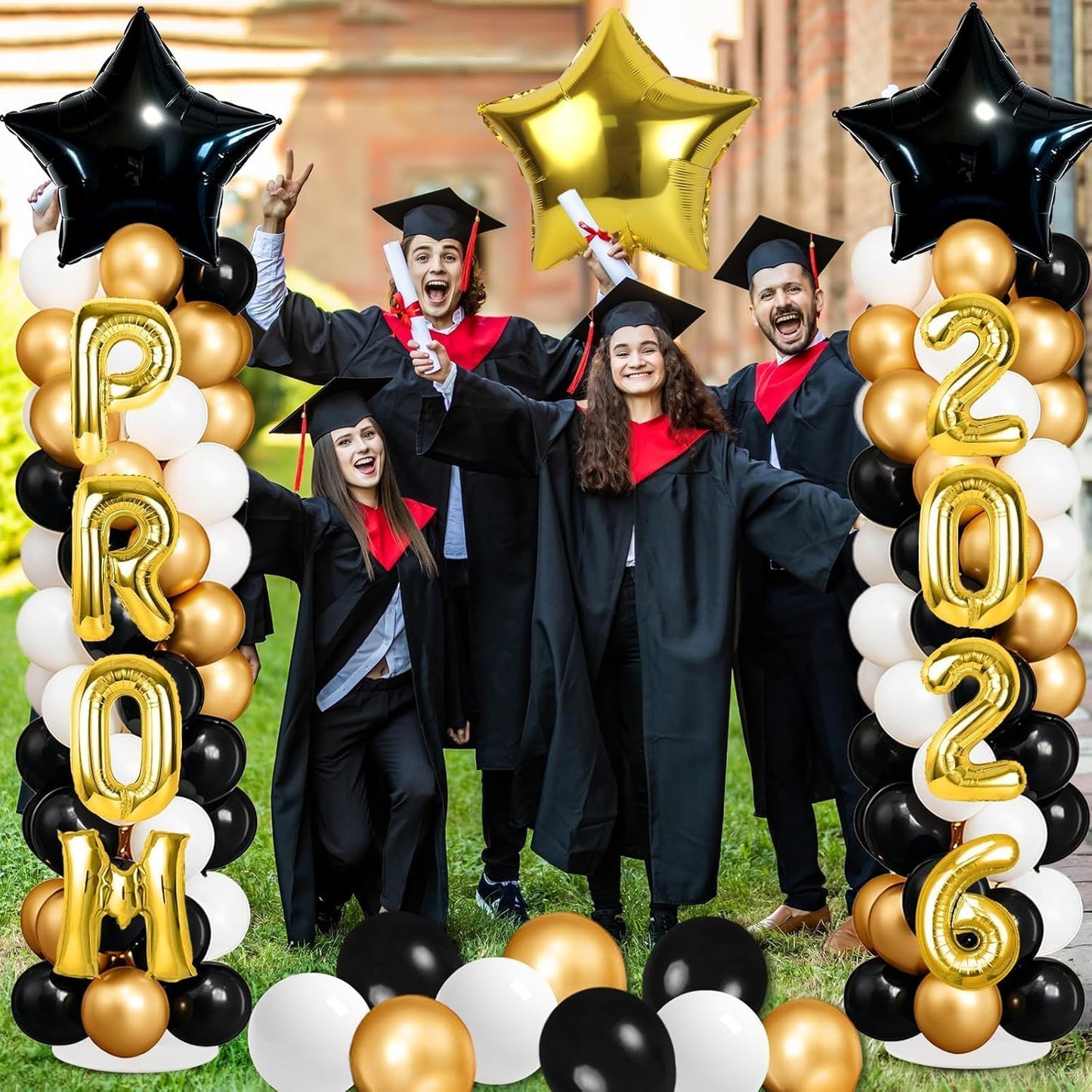 2 Sets Graduation Balloon Column Stand Kits with Balloons 2026 Grad Themed Decoration Navy Blue Balloon Tower Stand Kit for Grad High School & College Celebration Party Decor