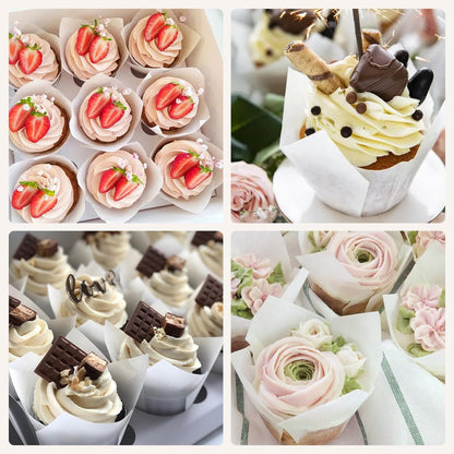 200pcs Tulip Cupcake Liners, Premium Muffin Liners Holders for Baking Cups, Greaseproof Cupcake Wrappers in Standard Size, Classic Parchment Paper Cupcakes Liner for Party, Christmas by JIRNGLA