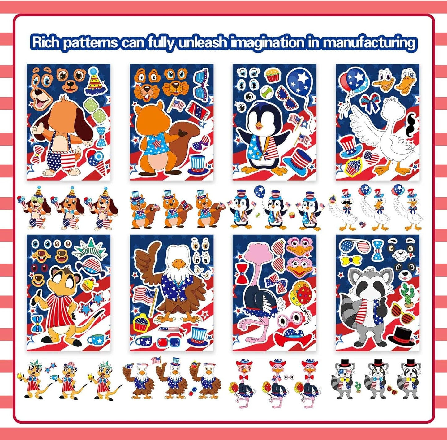 24 Sheets Summer Stickers for Kids Toddlers, Make-a-face Stickers for Kids Classroom Make Your Own Animal Mix & Match Sticker, Pool Beach Luau Hawaii Sticker, Summer Holiday Party Favors