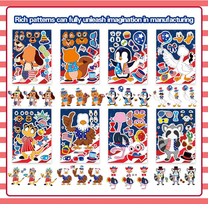 24 Sheets Summer Stickers for Kids Toddlers, Make-a-face Stickers for Kids Classroom Make Your Own Animal Mix & Match Sticker, Pool Beach Luau Hawaii Sticker, Summer Holiday Party Favors