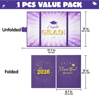 JOYIN 2026 Graduation Guest book Alternative, 12" Blue & Gold Graduation Party Decorations Signature Congrats, Class of 2026 Grad Card for High School College Grad Gift, Party Guest Signing Cardboard