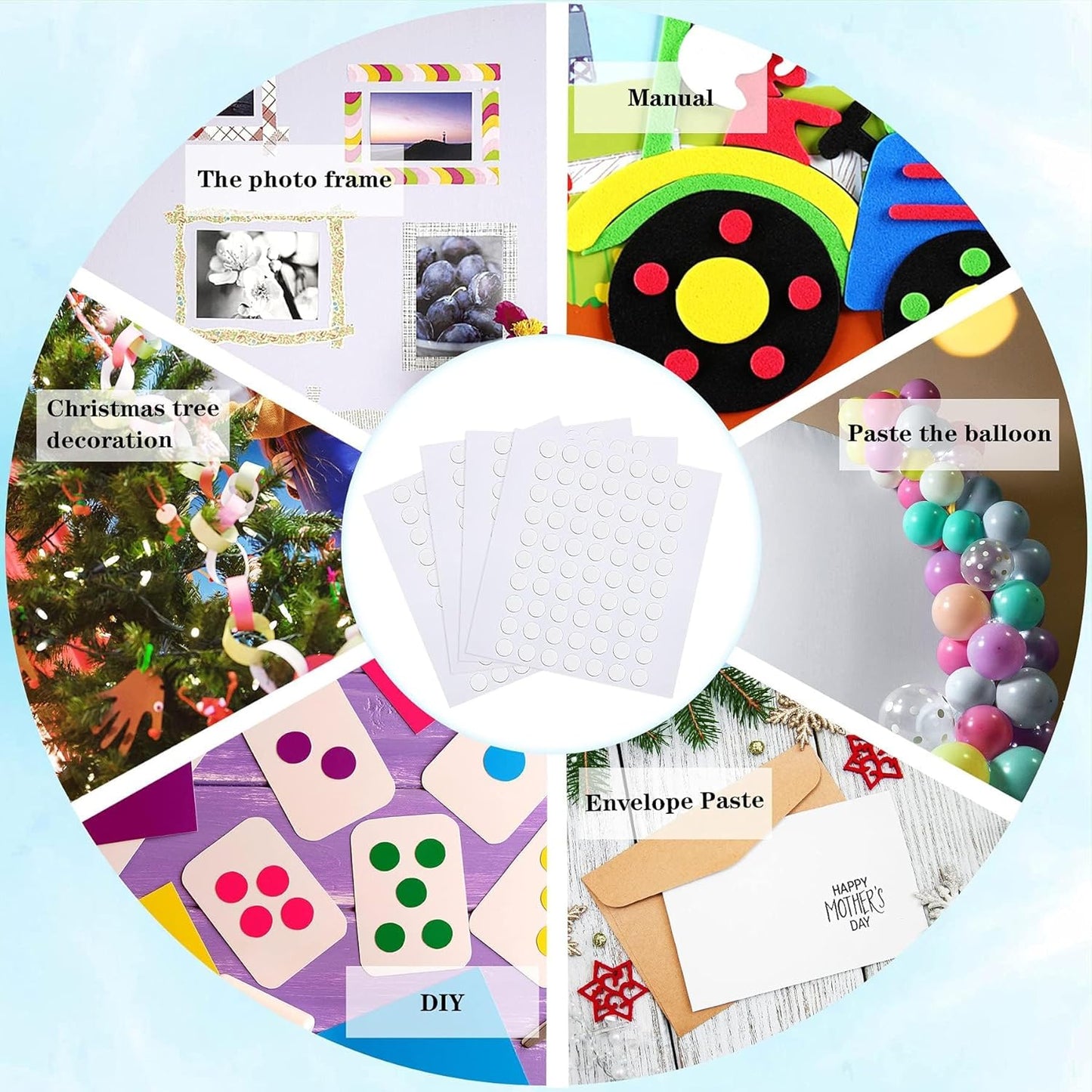 JANYUN 140 Pieces Adhesive Dots,Removable Round Putty Clear Tack No Trace Small Tape Stickers for Wall Hanging Festival Poster Office Party Decoration Picture Crafts