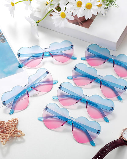 Frienda 20 Pairs Heart Shaped Sunglasses Rimless Candy Color Glasses for Women Men Party Favor