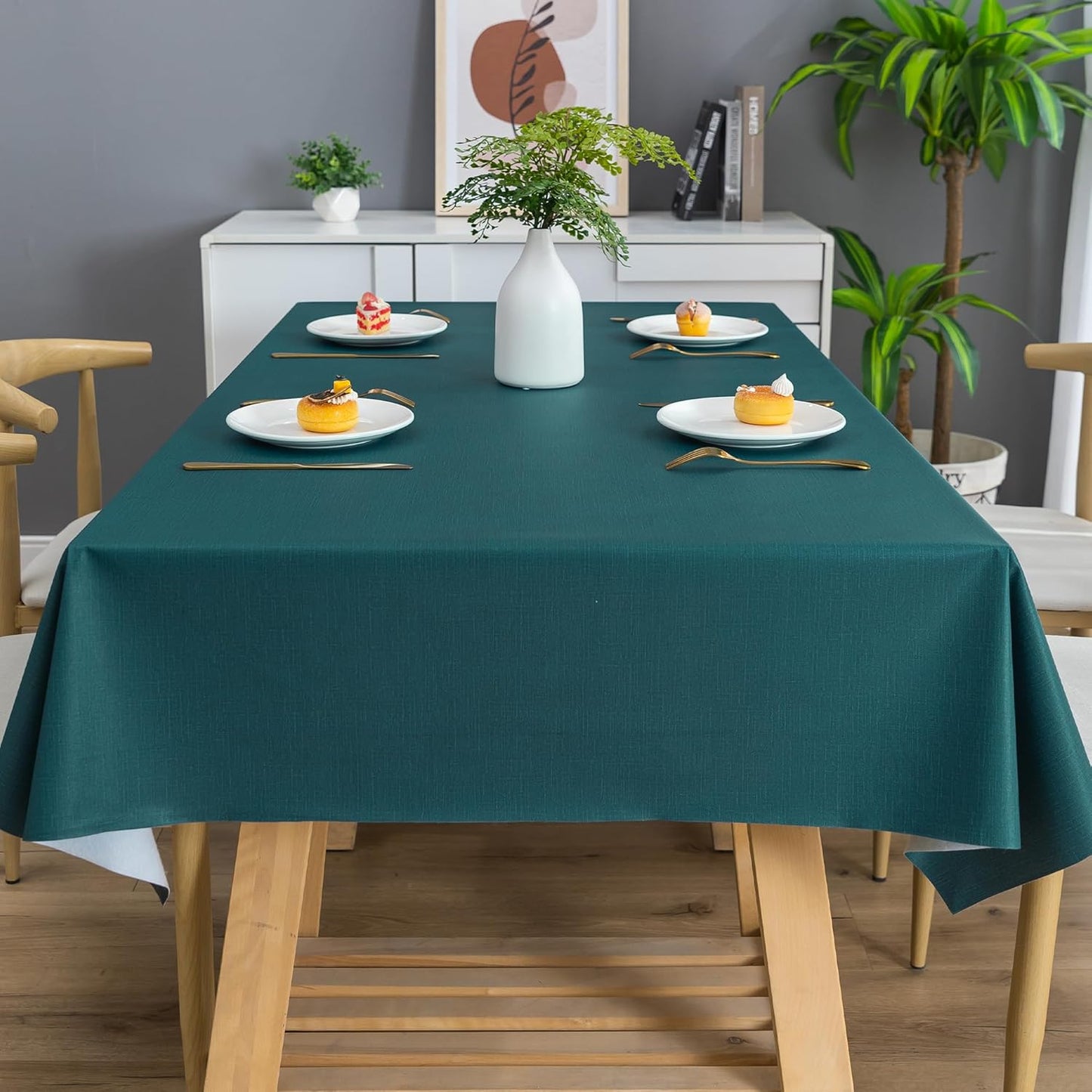Rectangle Table Cloth,100% Waterproof Tablecloth Oil Proof Spill Proof Vinyl Table Cloth, Wipe Clean Plastic Table Cover for Dining, Camping, Indoor and Outdoor 52" x 70",Leaves