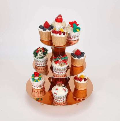 YLDW Cupcake Stand, 3-Tier Cupcake Stand Display, Cardboard Cup Cake Tower Stand, Disposable Dessert Stand for Birthday Tea Party Baby Shower Treat Decorations, Pink