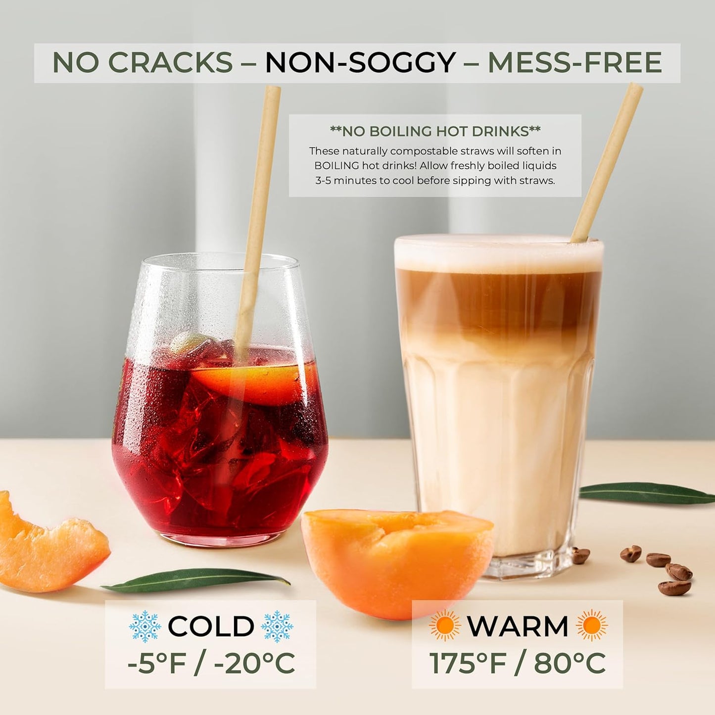 EcoPreps Biodegradable Sugarcane Straws | 150 Count, 100% Compostable, Plastic-Free, & Eco-Friendly Drinking Straw | 7.8'' Sugar Fiber Disposable Straws, Smoothie Straw for Home, Restaurant, Parties