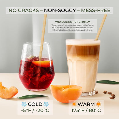 EcoPreps Biodegradable Sugarcane Straws | 150 Count, 100% Compostable, Plastic-Free, & Eco-Friendly Drinking Straw | 7.8'' Sugar Fiber Disposable Straws, Smoothie Straw for Home, Restaurant, Parties