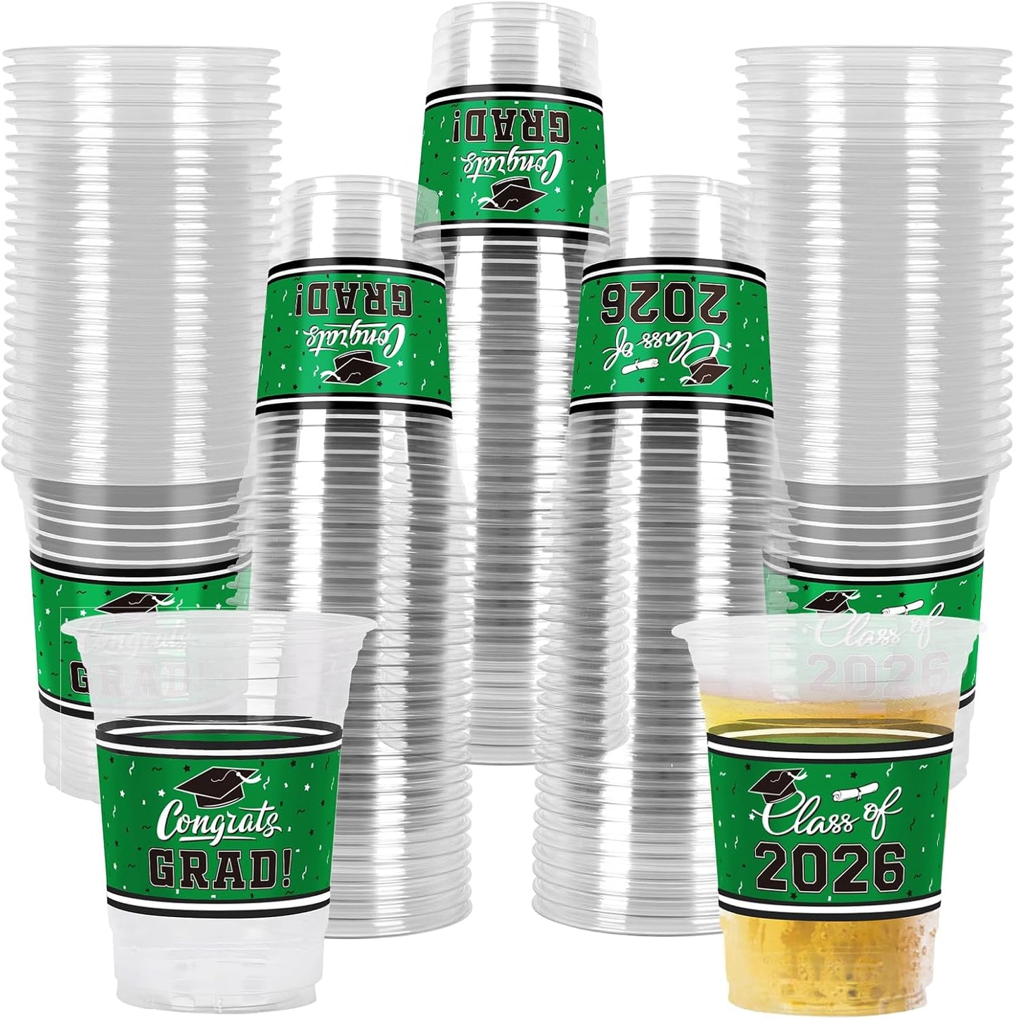 Gatherfun Graduation Decorations 2026-100 Pcs 16oz Blue Graduation Plastic Cups for Grad Party | Sturdy & Durable Drinkware for Grad Festivities | Essential Grad Party Supplies & Decorations