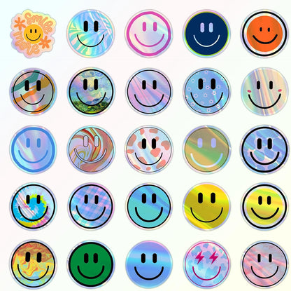 50PCS Smiling Stickers, Cute Water Bottle Stickers for Kids, for Teaching Rewards, Notebooks, Stationery, Luggage, Cartoon PVC Happy Stickers
