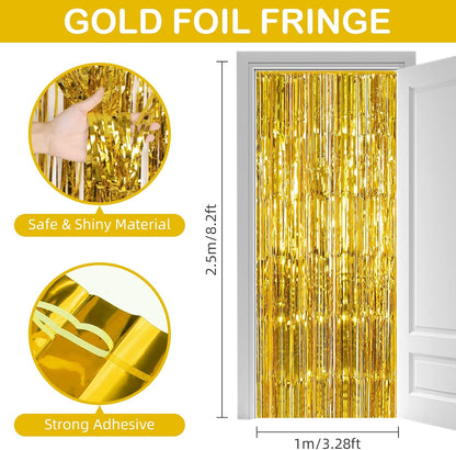 Silver Fringe Curtain Party Streamers, 12 Pack 3.3ft x 8.2ft Foil Curtain Backdrop Tinsel Foil Fringe Curtains Photo Booth Backdrop Streamer for Birthday, Wedding, Baby Shower, Disco Party