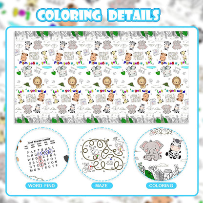 Giant Construction Party Coloring Tablecloth for Kids - Huge Construction Theme Table Cover Large Dump Truck Vehicle Painting Poster for Children Birthday Party Supplies 54x108 Inch