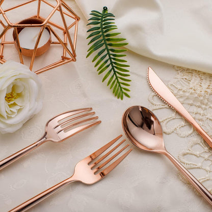 SUT 150Pcs Silver Plastic Silverware, Silver Disposable Cutlery, Heavy Duty Disposable Silverware, Plastic Utensils Include 50 Plastic Forks, 50 Plastic Spoons, 50 Plastic Knives