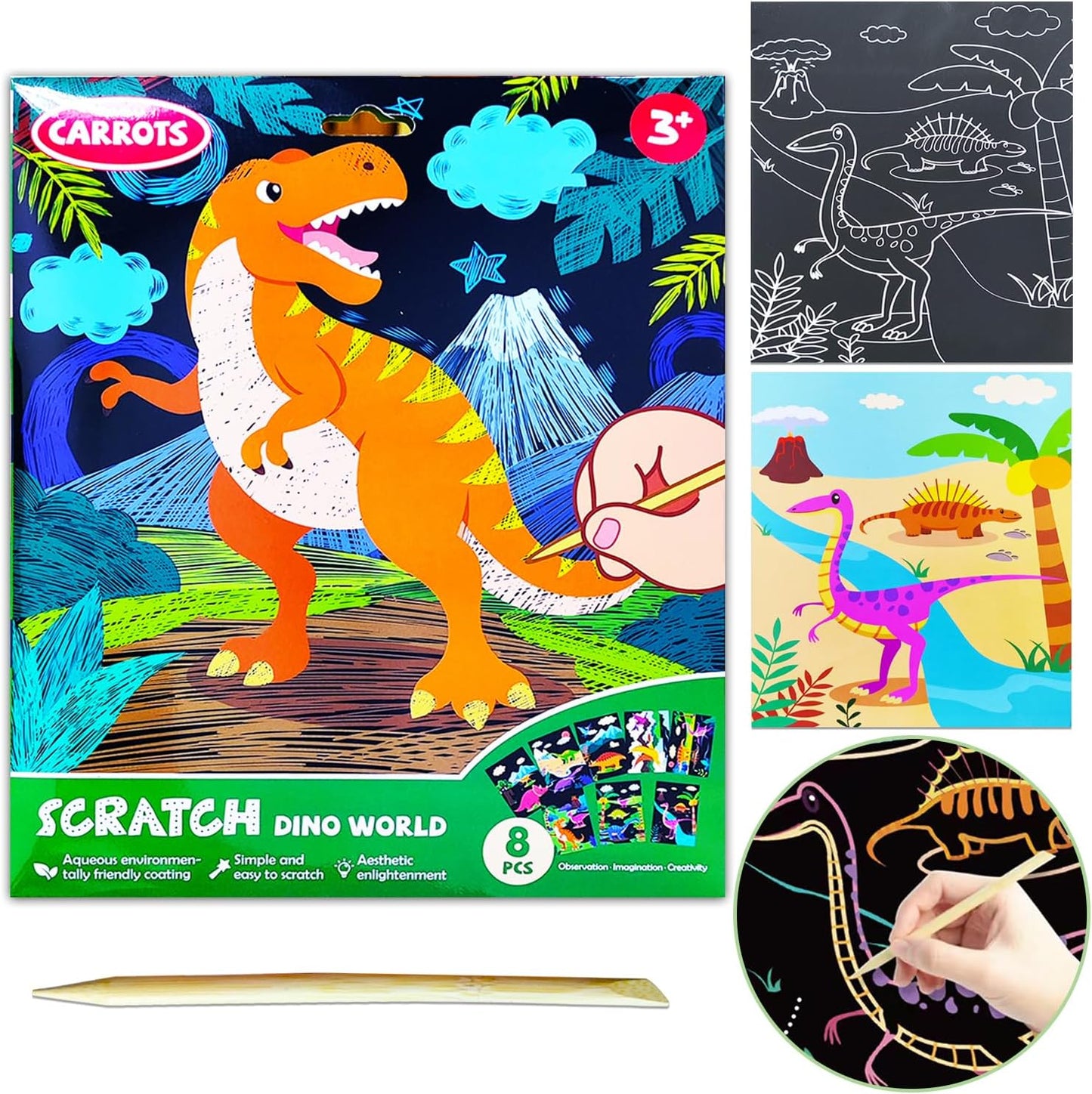 JUNQIU Scratch Art for Kids, Unicorns Black Rainbow Scratch Art Paper Set-Arts and Crafts & Supplies, DIY Activity & Party Games, Gifts for Toddlers, Girls & Boys Ages 3, 4, 5, 6, 7, 8