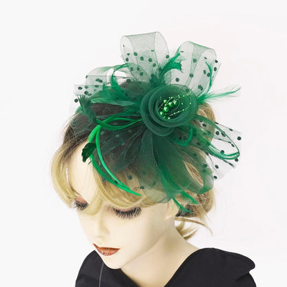 Fascinators Hat Women Tea Party Headband Flower Cocktail Mesh Feathers Hair Clip Kentucky Derby Hat Wedding