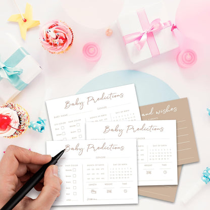 Baby Predictions and Advice Cards, 5" x 7" Pink Baby Shower Predictions Cards, Daily Party Games & Activities Favors for Newparents - G08