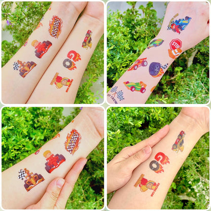 96PCS Racing Car Temporary Tattoos Stickers - Sport Racing Car Birthday Party Favors Themed Birthday Party Decorations Accessories Supplies Gift Idea For Kids Teens Adult Classroom Prizes Rewards