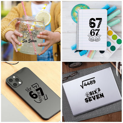 Black 6 7 Temporary Tattoos, 8 Sheets Funny 67 Party Favors Decorations, Six Seven Number Tattoo Stickers for Sport Teams Activity Party Supplies Gifts Prizes Rewards
