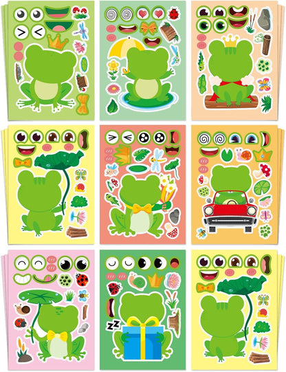 Aowplc 36 Pcs Make-A-Face Sticker Sheets Kids Party Favors Mix and Match Stickers with Dinosaurs, Mermaids, Unicorns, Horses, Farm & Sea Animals for Parties, Birthdays, Classroom Activities & Crafts