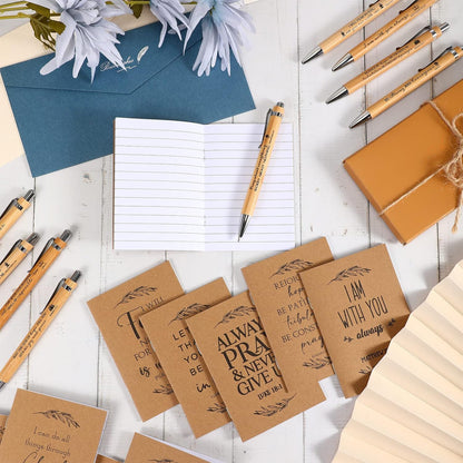 Fuutreo 40 Pcs Father's Day Christian Gift Bible Verse Prayer Journals Bible Pens Inspirational Religious Notebook Mini Scripture Pocket Notepad for Church Pastor Men Women Sunday School Graduation