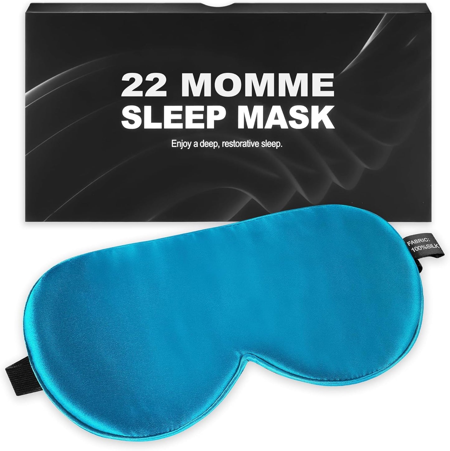 Silk Eye Mask with Adjustable Strap, Satin Blackout Sleeping Mask for Men&Women, Comfortable Blindfold Eyeshade for Night Sleep(Blue)