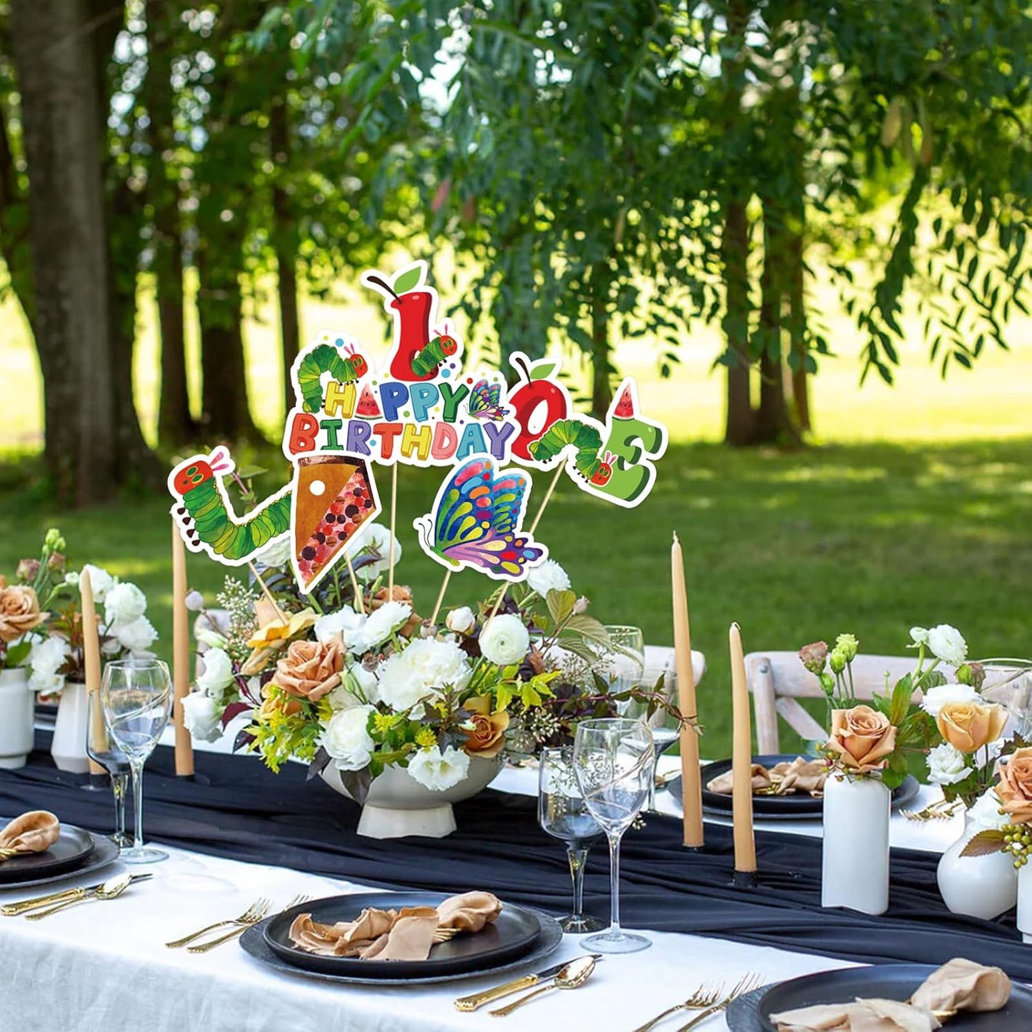 Beautiful Butterfly Centerpiece Sticks - Floral Baby Shower or Birthday Table Toppers - Butterfly Themed Gender Reveal Bridal Shower Party Decoration- Set of 15