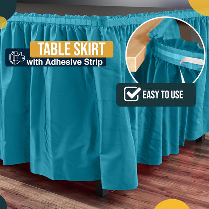 Exquisite Ruffle Table Skirt Pink 6 Pack 14 Ft Long Table Skirts for Rectangle Tables 6ft Plus or Round Tables Skirts with Adhesive Strip for Gender Reveal Decor & Happy Birthday Parties