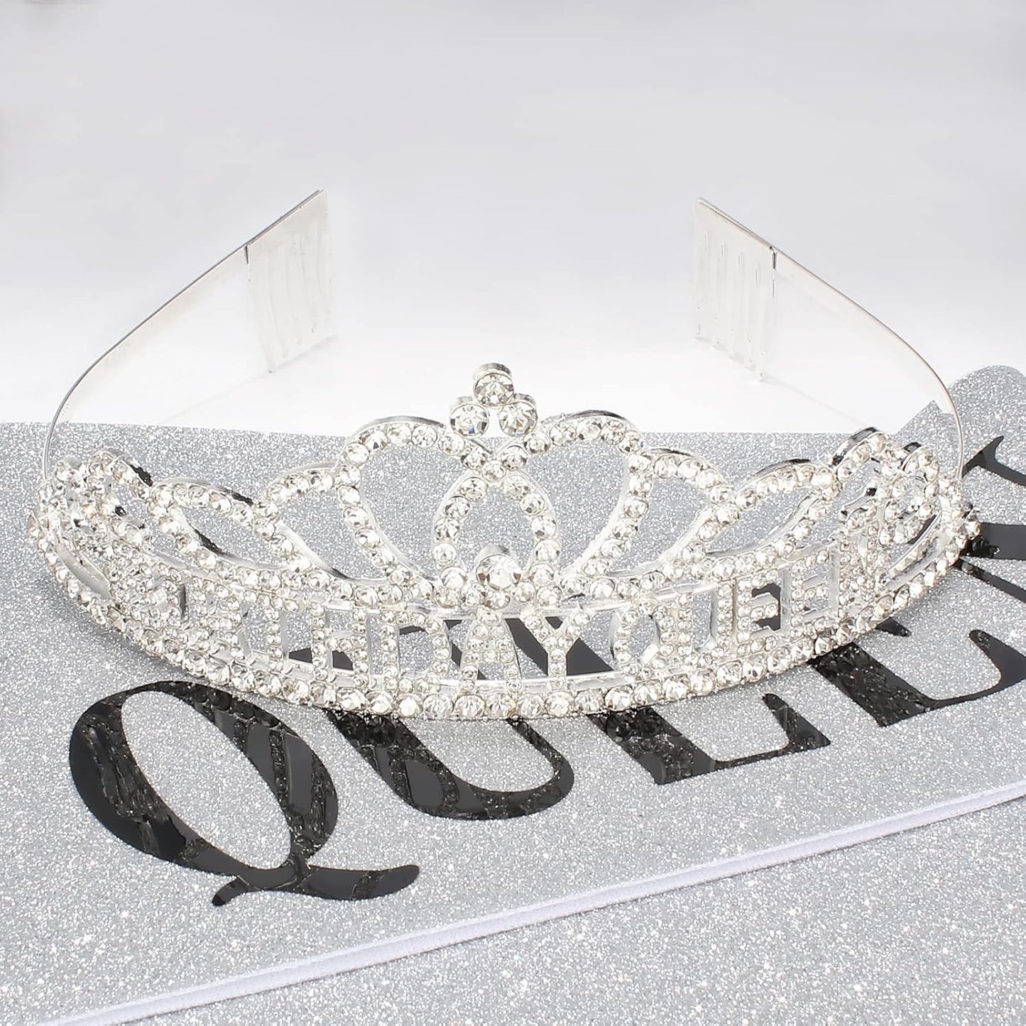 CAVETEE Gold Birthday Crowns and Sash - Queen Tiara for Party Decorations
