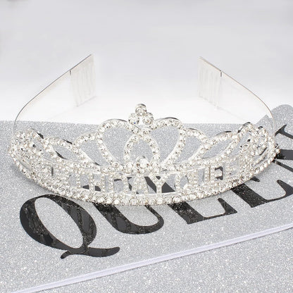 CAVETEE Gold Birthday Crowns and Sash - Queen Tiara for Party Decorations