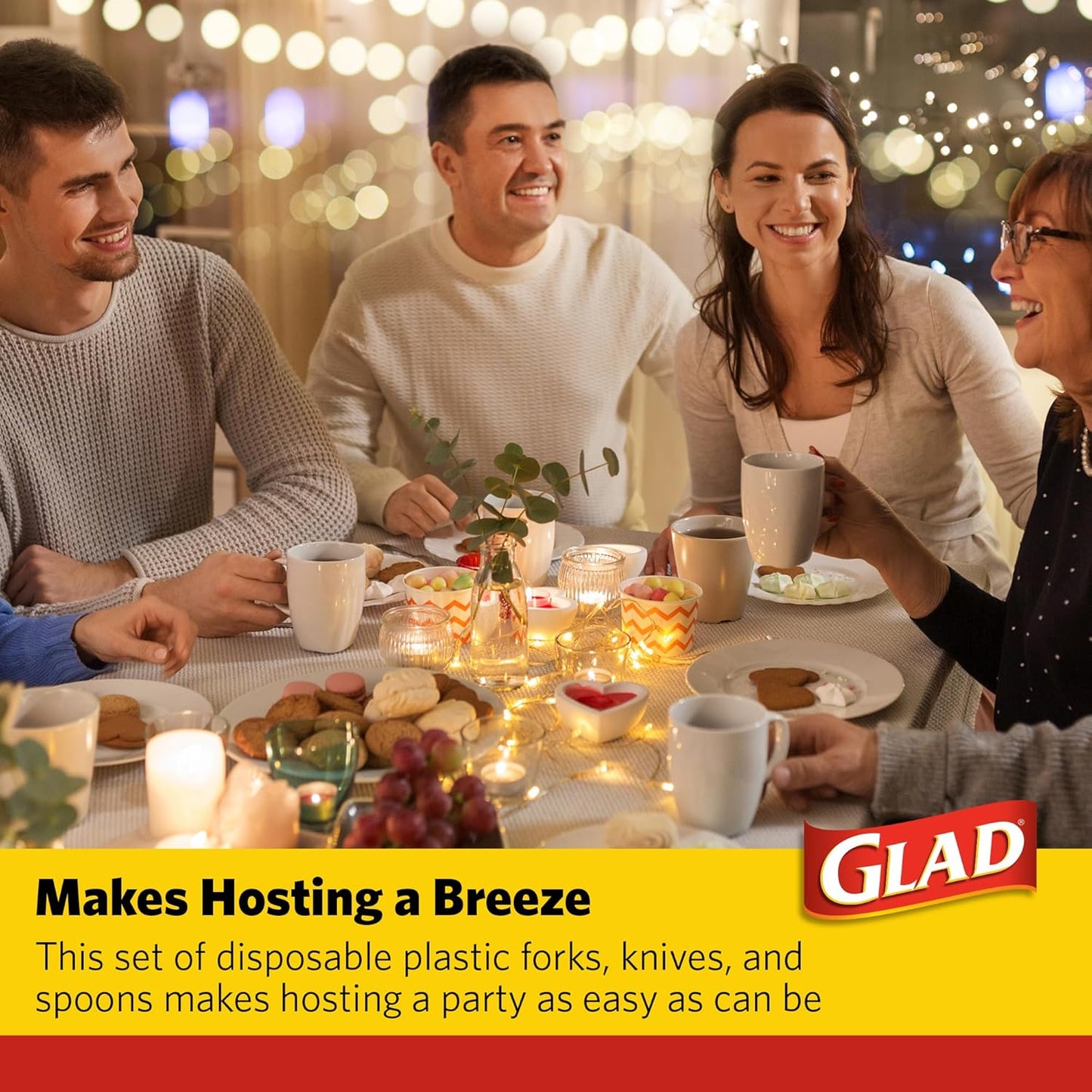 Glad Clear Disposable Cutlery Set with Heavy Duty Plastic Forks, Knives, and Spoons, Reusable Dishwasher Safe Plastic Utensils for Parties and Everyday Use, 240 Count
