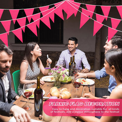 Hahafelt 100 Feet Pennant Banners Flags 75 Solid String Triangle Flags for Grand Opening, Carnival Theme Birthday Party Decoration Outdoor Events Classroom Decoration(Pink)