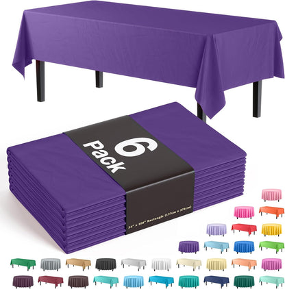 Exquisite Party Solids 6-Pack Premium Plastic Tablecloth 54in. x 108in. Rectangle Plastic Table Cover - Navy