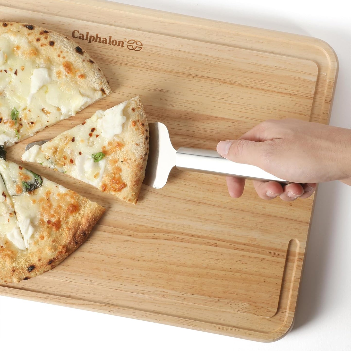 Calphalon Edge Stainless Steel Pie Server w/Thermoplastic Rubber Handle - Taupe