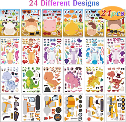 24 Sheets Cupcake Make a Face Sticker Sheets for Kids Todders Activities, Make Your Own Stickers for Kids Birthday Party Favor Supplies Craft