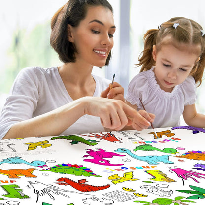 Giant Construction Party Coloring Tablecloth for Kids - Huge Construction Theme Table Cover Large Dump Truck Vehicle Painting Poster for Children Birthday Party Supplies 54x108 Inch