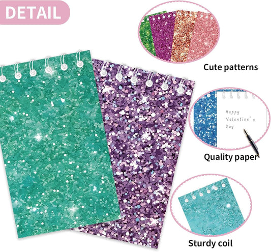 24Pcs Colorful Flash Theme Mini Notebooks Birthday Party Supplies Favors Goodie Bag Stuffers Glitter Colorful Little Pocket NotePads Gift Rewards Supplies for Party 8 Styles 25 Pages Each