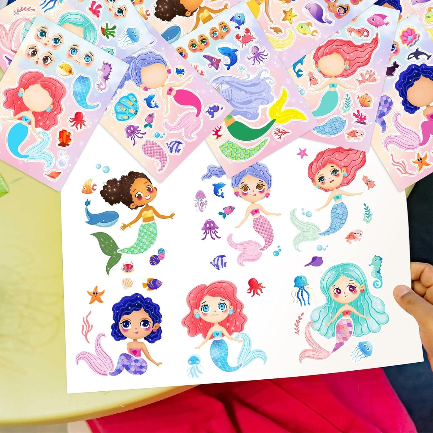 24 Sheets 8.3''×5.9'' Make Your Own Ice Cream Stickers for Toddlers Kids Party Favors, Make a Face Stickers for Kids Activities Supplies Crafts