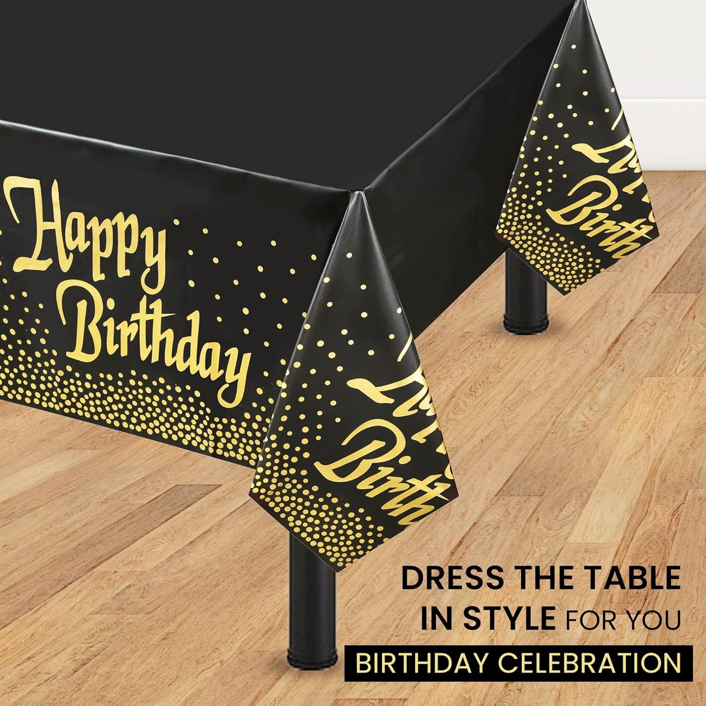 14 Pack Black 54 x 108 in. Rectangle Disposable Plastic Tablecloths - Smooth Decorative Covers for Parties, Weddings