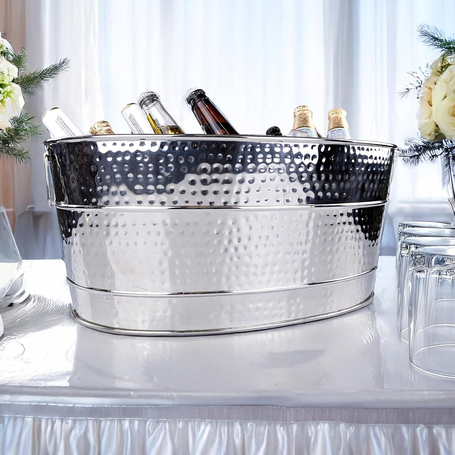 BREKX Aspen Galvanized Tub, Copper Finish Metal Ice and Drink Cooler for Parties, Sealed Leak Resistant Party Cooler, Easy to Clean, Handcrafted, Large Oval 25-Quart (6 Gallon), 30 Bottle Bucket