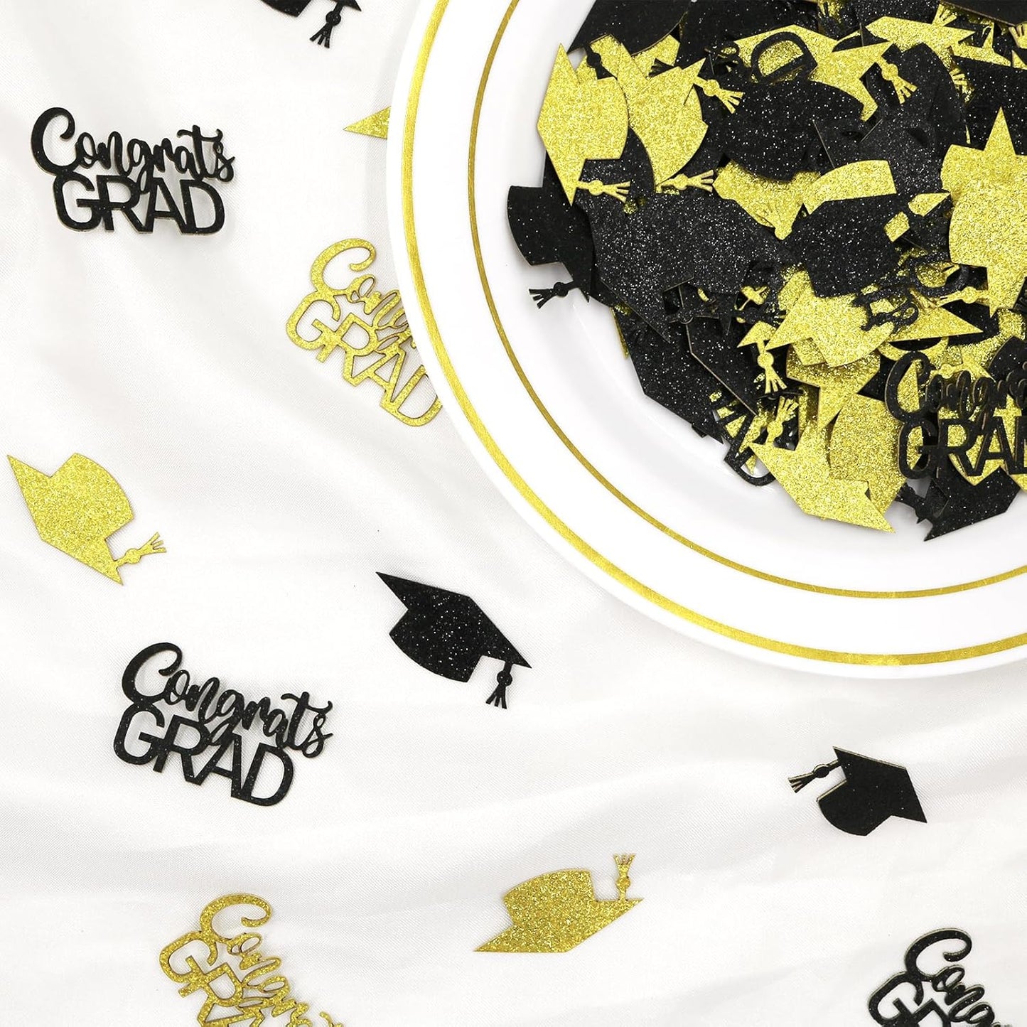200PC Gold Graduation Confetti Class of 2026 Congrats Grad Confetti for Table Grad Cap Scatters for Graduation party decorations 2026