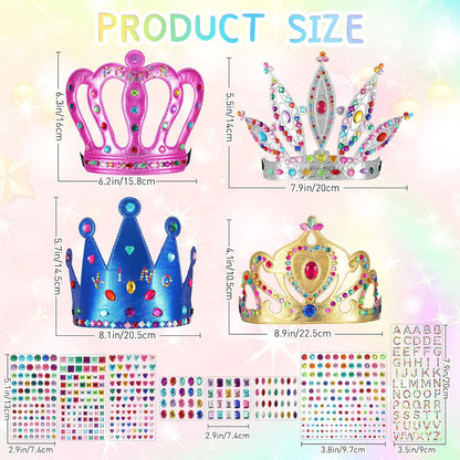 Civaner 17 Pcs Princess Party Crowns Set DIY Tiaras Making Kit for Kids with Diamond Stickers, Party Favors and Supplies
