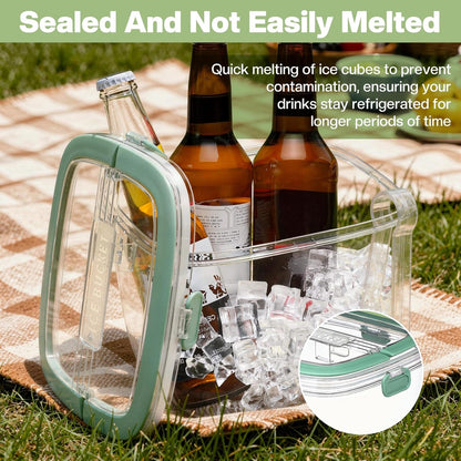 5L Ice Cube Storage Bin with Lid and Tong, Clear Ice Bucket for Freezer Portable Plastic Refrigerator Containers Wine Ices Bucket with Handle for Whiskey Cocktail Bar Parties Outdoor Camping